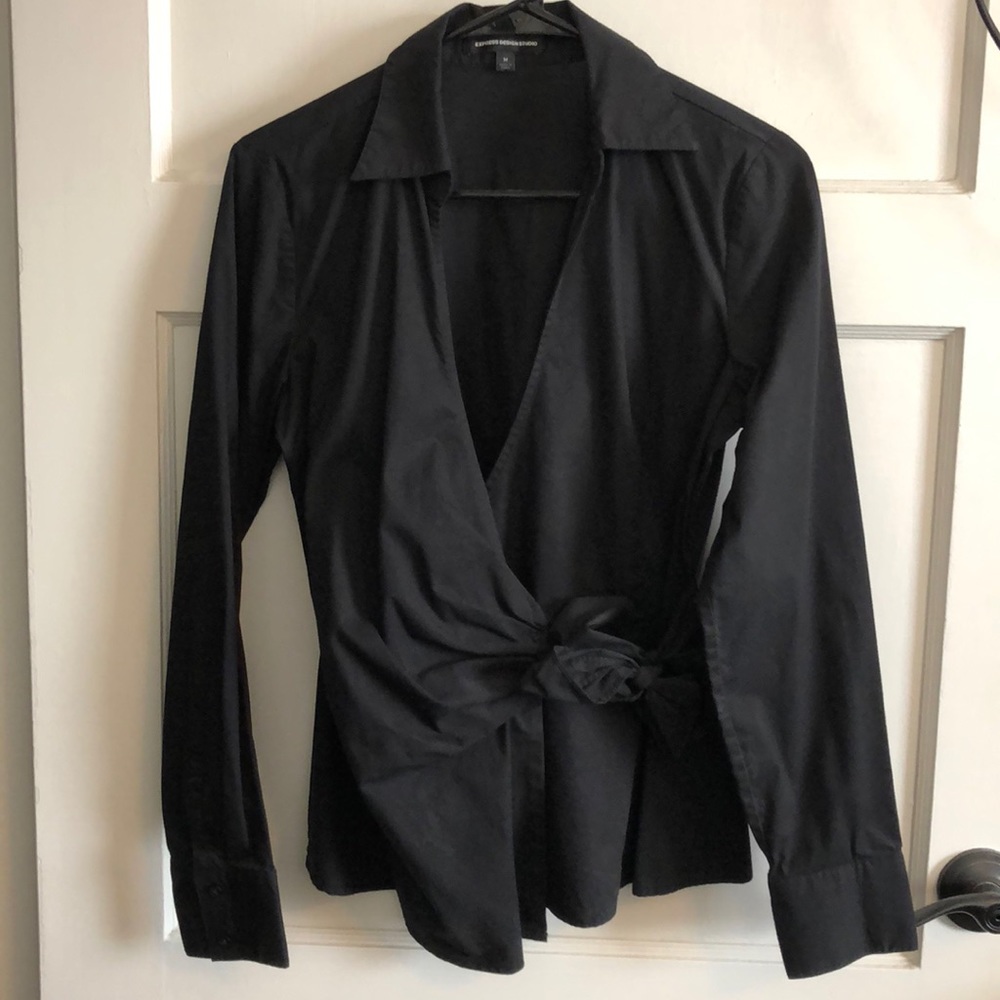 Express long sleeve wrap blouse